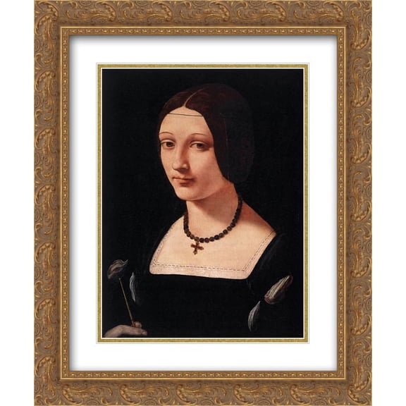 Giovanni Antonio Boltraffio 2x Matted 20x24 Gold Ornate Framed Art Print 'Portrait of a Lady as St. Lucy'