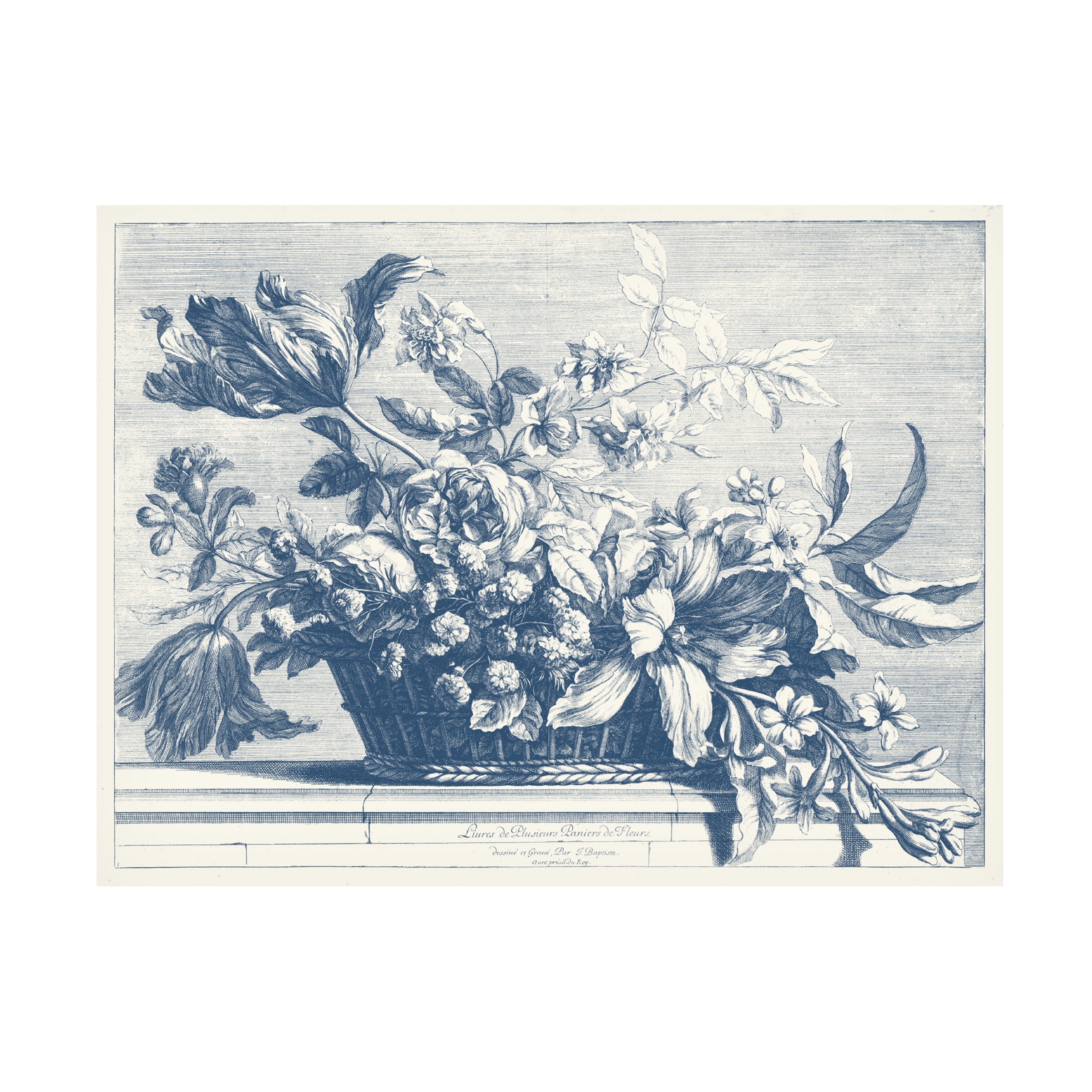Giovanni Baptiste 'Navy Basket of Flowers I' Canvas Art