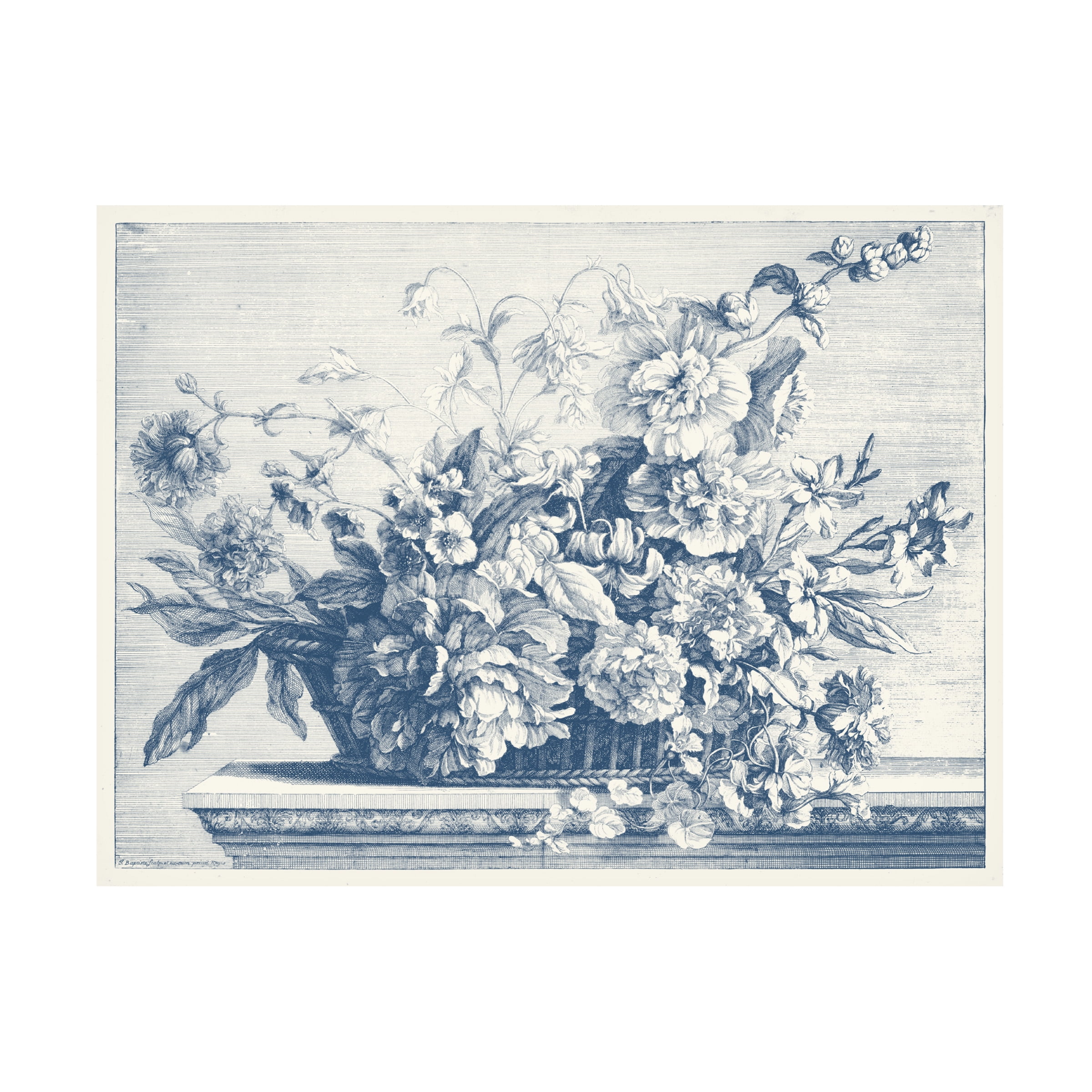 Giovanni Baptiste 'Navy Basket of Flowers II' Canvas Art