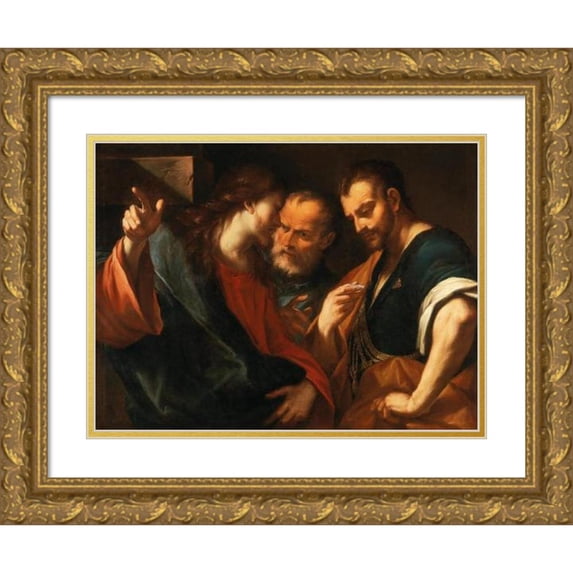 Giovanni Battista Beinaschi 14x11 Gold Ornate Wood Frame and Double Matted Museum Art Print Titled - The Tribute Money