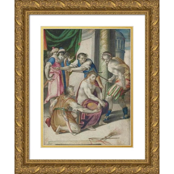 Giovanni Battista Castello 11x14 Gold Ornate Wood Frame and Double Matted Museum Art Print Titled - Christ Crowned with Thorns