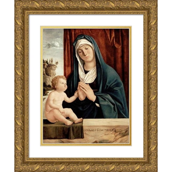 Giovanni Battista Cima da Conegliano 19x24 Gold Ornate Framed and Double Matted Museum Art Print Titled - Madonna and Child (Between Late15th and Early 16th Century)