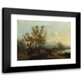 thumbnail image 1 of Giovanni Battista Cimaroli 18x15 Black Modern Framed Museum Art Print Titled - River Landscape with Figures, 1 of 5