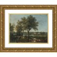 thumbnail image 1 of Giovanni Battista Cimaroli 18x15 Gold Ornate Wood Frame and Double Matted Museum Art Print Titled - River Landscape with Shepherd and Flock, 1 of 4