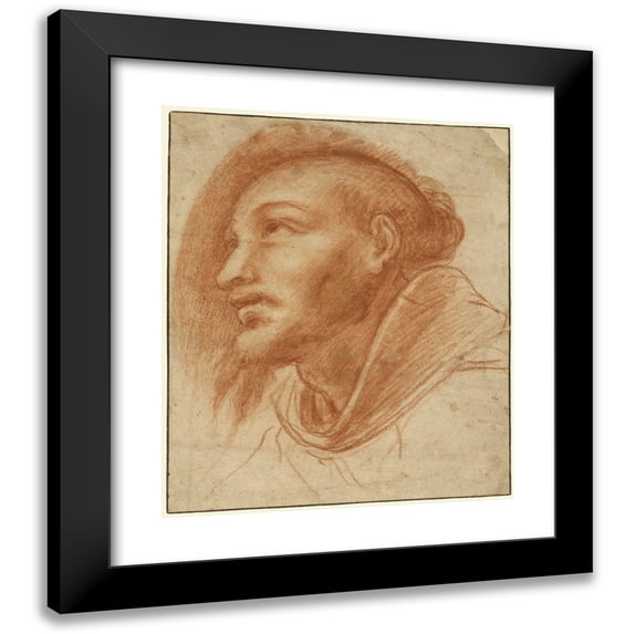 Giovanni Battista Crespi 12x14 Black Modern Framed Museum Art Print Titled - Study of a Franciscan Monk (Possibly Saint Francis) (1600)