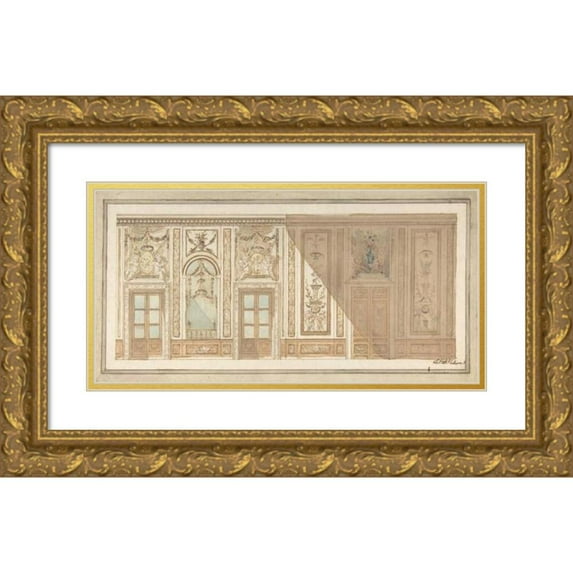 Giovanni Battista Maderna 18x11 Gold Ornate Wood Frame and Double Matted Museum Art Print Titled - Design for Decoration of a Drawing Room (1758-1803)