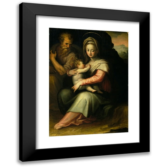 Giovanni Battista Naldini 11x14 Black Modern Framed Museum Art Print Titled - The Rest on the Flight into Egypt (Late 1560's - 1570s)