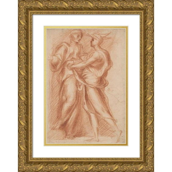 Giovanni Battista Naldini 13x18 Gold Ornate Wood Frame and Double Matted Museum Art Print Titled - Mercury and Aglauros (C. 1566)
