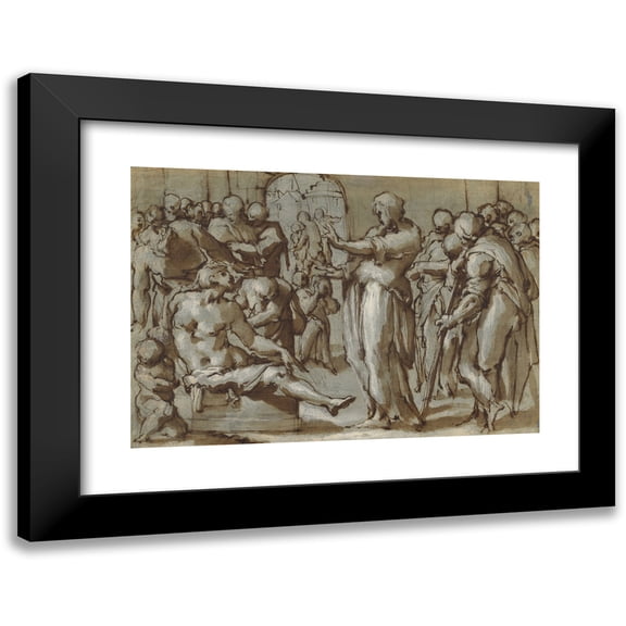 Giovanni Battista Naldini 14x11 Black Modern Framed Museum Art Print Titled - Raising of the Son of the Widow of Naim (1570-1580)