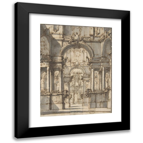 Giovanni Battista Natali III 12x14 Black Modern Framed Museum Art Print Titled - Design for a Stage Set (1698-1765)