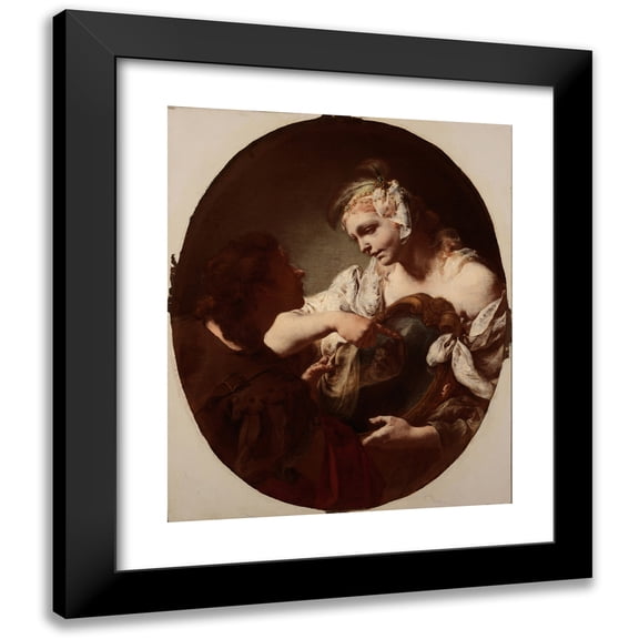 Giovanni Battista Piazzetta 15x18 Black Modern Framed Museum Art Print Titled - The Magic Mirror