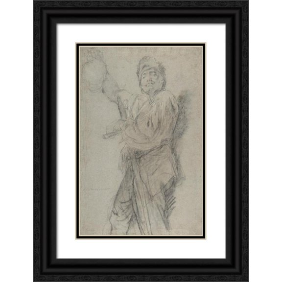 Giovanni Battista Piazzetta 17x24 Black Ornate Framed Double Matted Museum Art Print Titled: Executioner Holding Up a Severed Head (1682-1754)