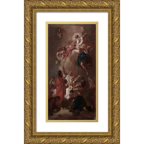 Giovanni Battista Piazzetta 9x14 Gold Ornate Wood Frame and Double Matted Museum Art Print Titled - Sketch for ‘The Assumption of the Virgin’ (For St. James, Zbraslav, Near Prague) (C. 1744)
