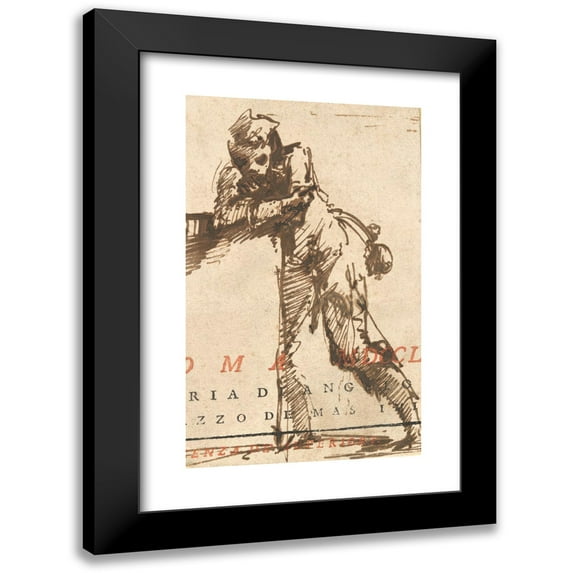 Giovanni Battista Piranesi 11x14 Black Modern Framed Museum Art Print Titled - A Man Leaning on a Structure (Later 1760s)