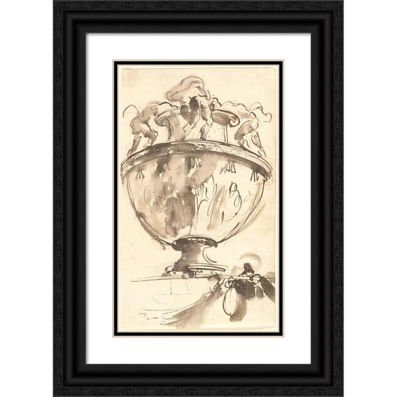 Giovanni Battista Piranesi 16x24 Black Ornate Framed Double Matted Museum Art Print Titled: A Fantastic Vase (1746-1747)