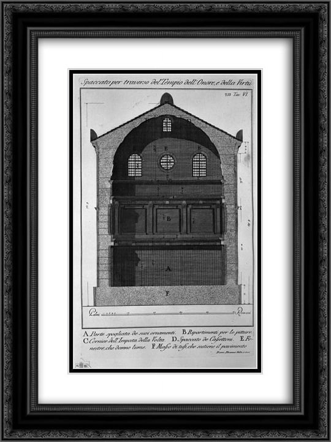 Giovanni Battista Piranesi 2x Matted 18x24 Black Ornate Framed Art Print 'Cross-section transverse to the Temple of Honor and Virtue'