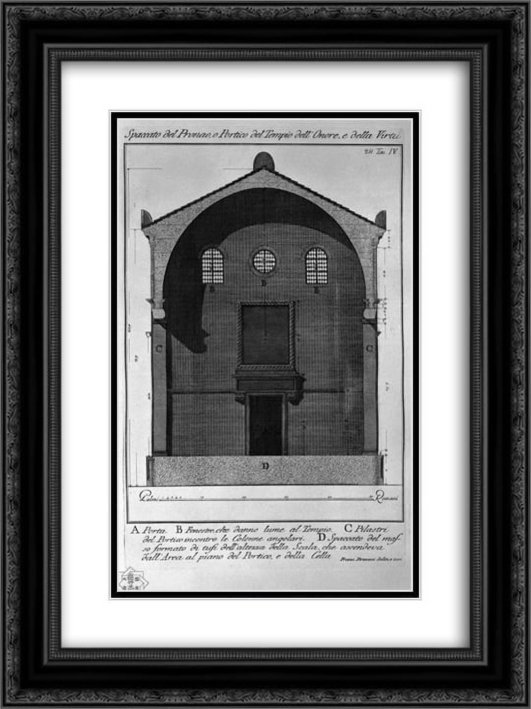 Giovanni Battista Piranesi 2x Matted 18x24 Black Ornate Framed Art Print 'Cutaway view of the pronaos, or portico of the Temple of Honor and Virtue'