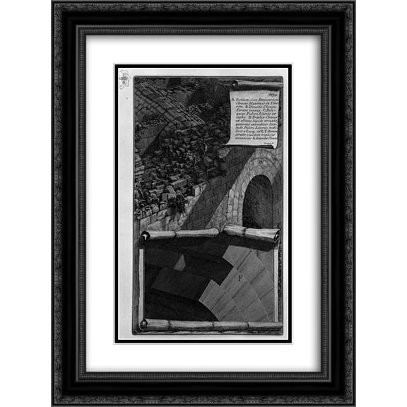 Giovanni Battista Piranesi 2x Matted 18x24 Black Ornate Framed Art Print 'The mouth of the Cloaca Maxima'