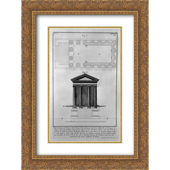 Giovanni Battista Piranesi 2x Matted 18x24 Gold Ornate Framed Art Print 'The Roman antiquities, t. 4, Plate XLIX.'