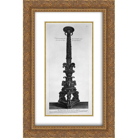 Giovanni Battista Piranesi 2x Matted 18x24 Gold Ornate Framed Art Print 'View in perspective of the higher of the previous candle'