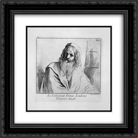 Giovanni Battista Piranesi 2x Matted 20x20 Black Ornate Framed Art Print 'Bust of old man'