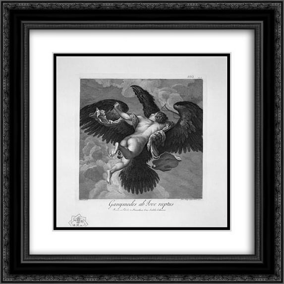 Giovanni Battista Piranesi 2x Matted 20x20 Black Ornate Framed Art Print 'Portrait of small Strozzi'