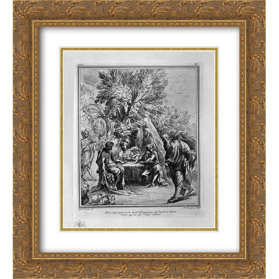 Giovanni Battista Piranesi 2x Matted 20x22 Gold Ornate Framed Art Print 'Apparition of the Angels to Abraham, from L Carracci'