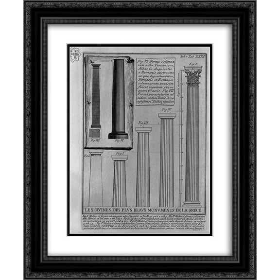 Giovanni Battista Piranesi 2x Matted 20x24 Black Ornate Framed Art Print 'Columns Doric, Corinthian and Tuscan (from Le Roy)'