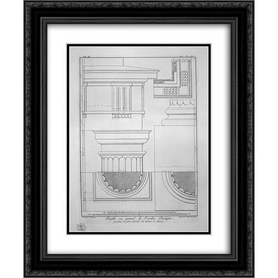 Giovanni Battista Piranesi 2x Matted 20x24 Black Ornate Framed Art Print 'Drawing of a vase and other scraps found in the same tomb'
