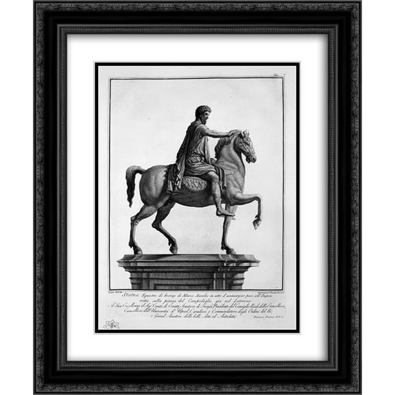Giovanni Battista Piranesi 2x Matted 20x24 Black Ornate Framed Art Print 'Equestrian statue of Marcus Aurelius'