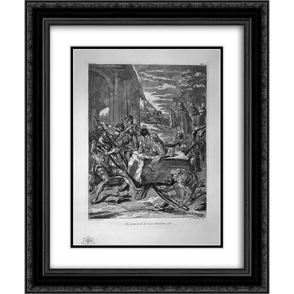 Giovanni Battista Piranesi 2x Matted 20x24 Black Ornate Framed Art Print 'Funeral procession, the Blessed Virgin'