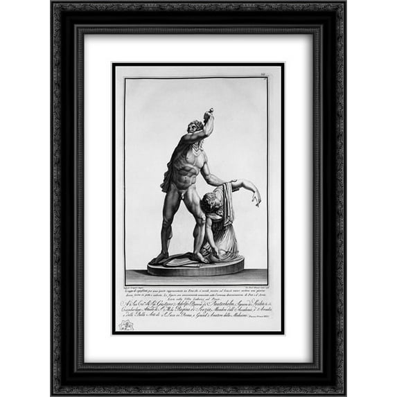 Giovanni Battista Piranesi 2x Matted 20x24 Black Ornate Framed Art Print 'Gallo`s group with his wife'