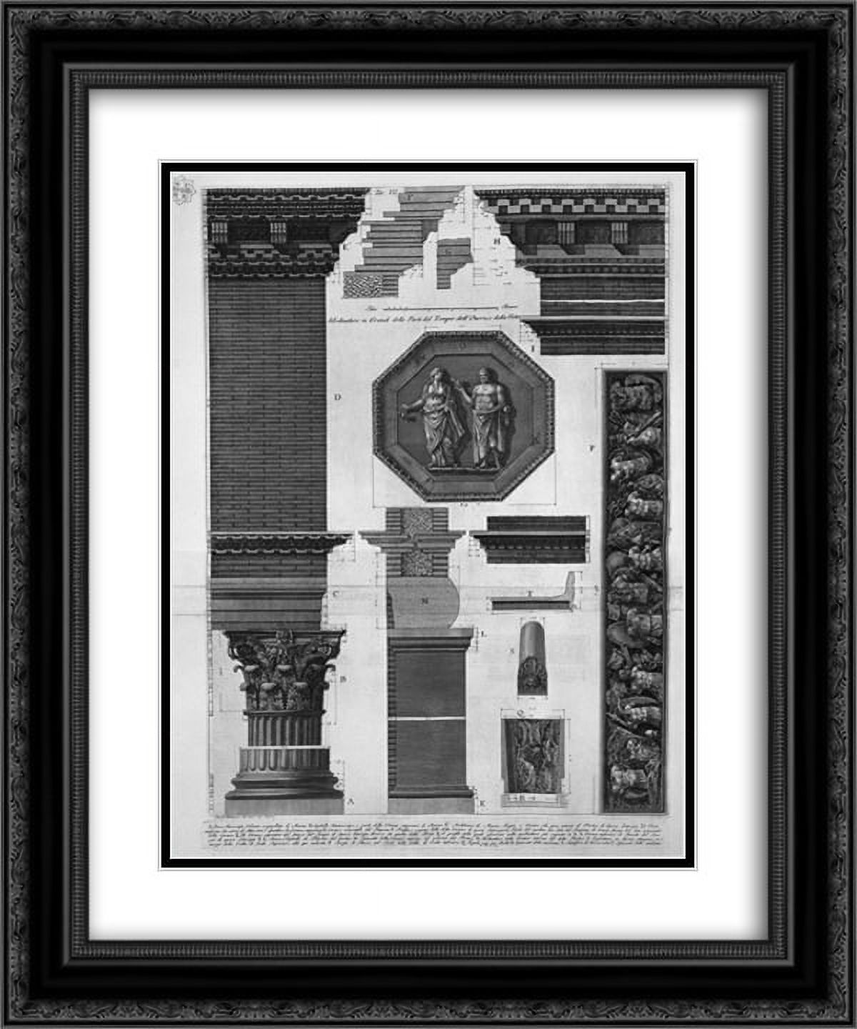 Giovanni Battista Piranesi 2x Matted 20x24 Black Ornate Framed Art Print 'Modinature in large parts of the Temple of Honor and Virtue'