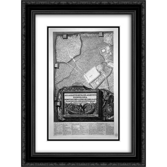 Giovanni Battista Piranesi 2x Matted 20x24 Black Ornate Framed Art Print 'Plan of the existing factories in the Villa Adriana, with a dedication to St. M Stanislaus Augustus, King of Poland'