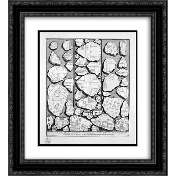 Giovanni Battista Piranesi 2x Matted 20x24 Black Ornate Framed Art Print 'The Roman antiquities, t. 1, Plate III. Map of ancient Rome and Forma Urbis.'