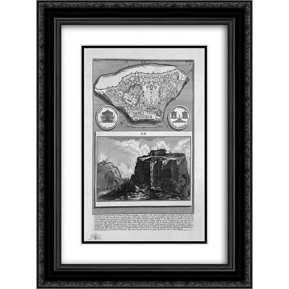 Giovanni Battista Piranesi 2x Matted 20x24 Black Ornate Framed Art Print 'The Roman antiquities, t. 1, Plate XLIII. Plan of the ancient Roman Forum'