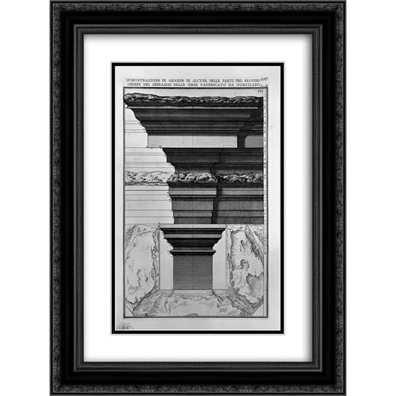 Giovanni Battista Piranesi 2x Matted 20x24 Black Ornate Framed Art Print 'The Roman antiquities, t. 4, Plate LVI. Vista of some of the great parts of the second order of the seraglio of the fairs'