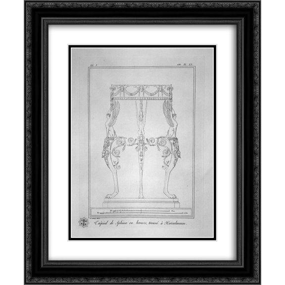 Giovanni Battista Piranesi 2x Matted 20x24 Black Ornate Framed Art Print 'Tripod with Sphinxes, found at Herculaneum (inc. in outline)'