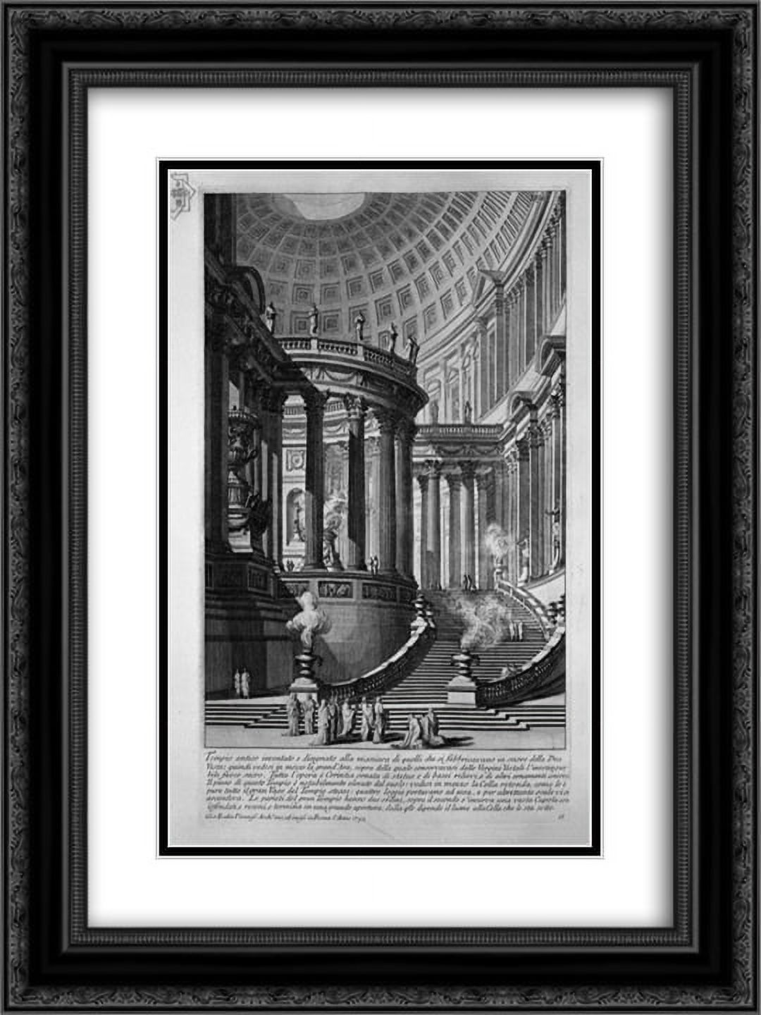 Giovanni Battista Piranesi 2x Matted 20x24 Framed Art Print 'Ancient temple invented and designed in the manner of those that were manufactured in honor of the goddess Vesta (recorded in 1743)'