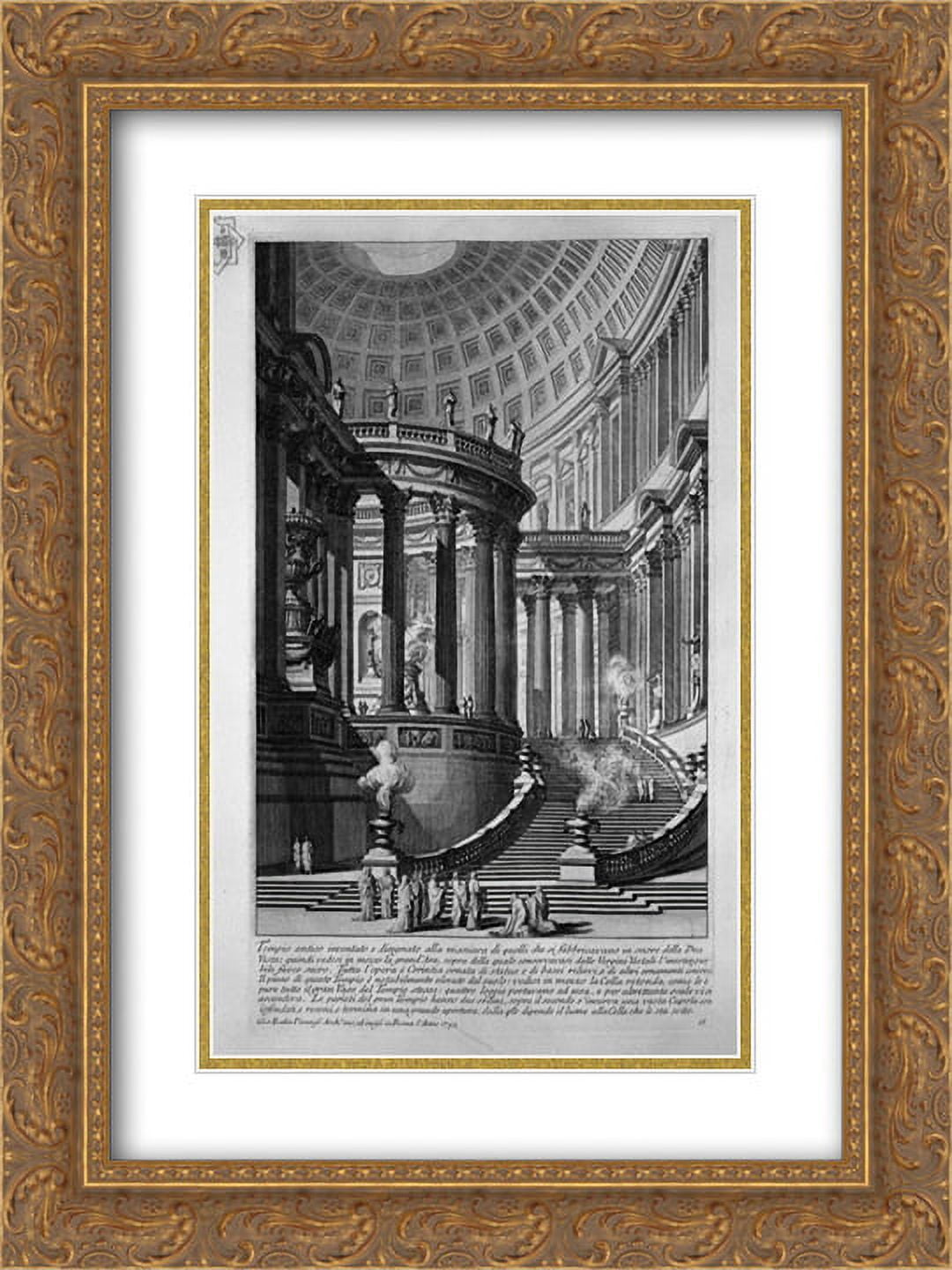 Giovanni Battista Piranesi 2x Matted 20x24 Framed Art Print 'Ancient temple invented and designed in the manner of those that were manufactured in honor of the goddess Vesta (recorded in 1743)'