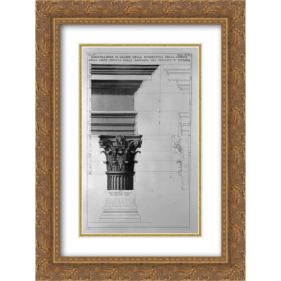 Giovanni Battista Piranesi 2x Matted 20x24 Framed Art Print 'The Roman antiquities, t. 4, Plate XLIV. Vista of modinatura big frame on the opposite side of the facade of the portico of Octavia'