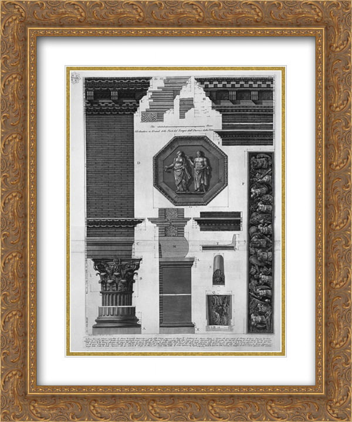 Giovanni Battista Piranesi 2x Matted 20x24 Gold Ornate Framed Art Print 'Modinature in large parts of the Temple of Honor and Virtue'
