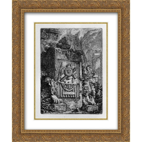 Giovanni Battista Piranesi 2x Matted 20x24 Gold Ornate Framed Art Print 'Ruins of Egyptian and Greek Architecture'