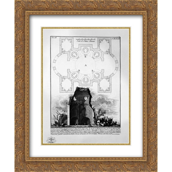 Giovanni Battista Piranesi 2x Matted 20x24 Gold Ornate Framed Art Print 'The Roman antiquities, t. 2, Plate XXIX. View of the Tomb of the Scipios believed outside Porta S. Sebastiano'