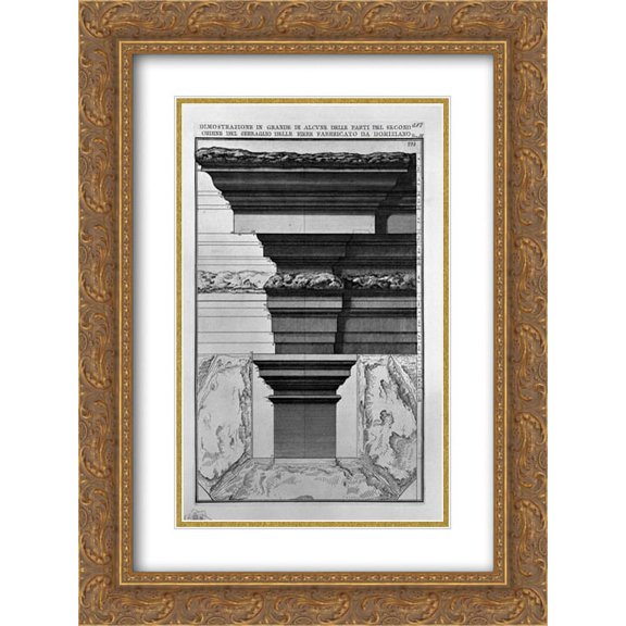 Giovanni Battista Piranesi 2x Matted 20x24 Gold Ornate Framed Art Print 'The Roman antiquities, t. 4, Plate LVI. Vista of some of the great parts of the second order of the seraglio of the fairs'
