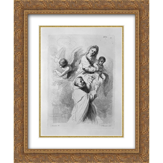 Giovanni Battista Piranesi 2x Matted 20x24 Gold Ornate Framed Art Print 'The Virgin and Child with St. John, by Guercino'