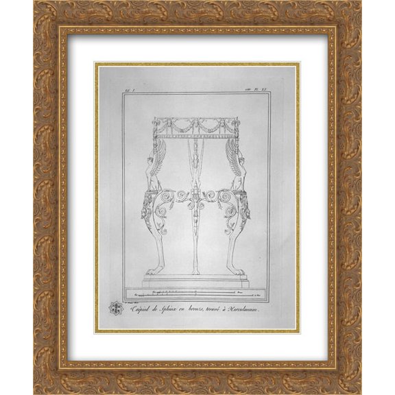 Giovanni Battista Piranesi 2x Matted 20x24 Gold Ornate Framed Art Print 'Tripod with Sphinxes, found at Herculaneum (inc. in outline)'