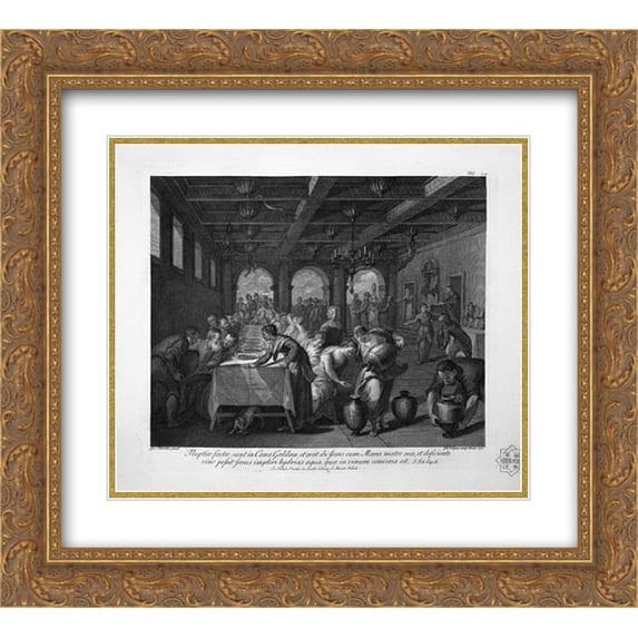 Giovanni Battista Piranesi 2x Matted 22x20 Gold Ornate Framed Art Print 'The Feast in the House of Simon the Pharisee'