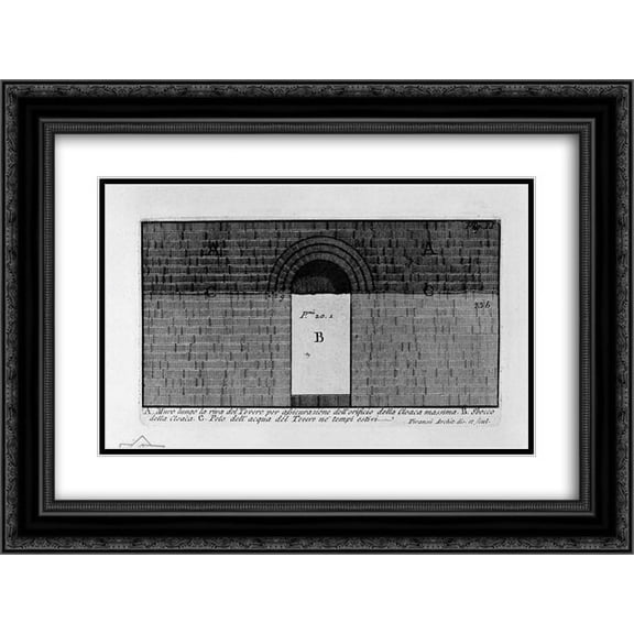 Giovanni Battista Piranesi 2x Matted 24x18 Black Ornate Framed Art Print 'The Roman antiquities, t. 1, Plate XXII. Cloaca Maxima.'