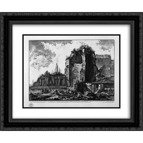 Giovanni Battista Piranesi 2x Matted 24x20 Black Ornate Framed Art Print 'A view of the remains of two Triclinj who belonged to Nero`s Golden House'
